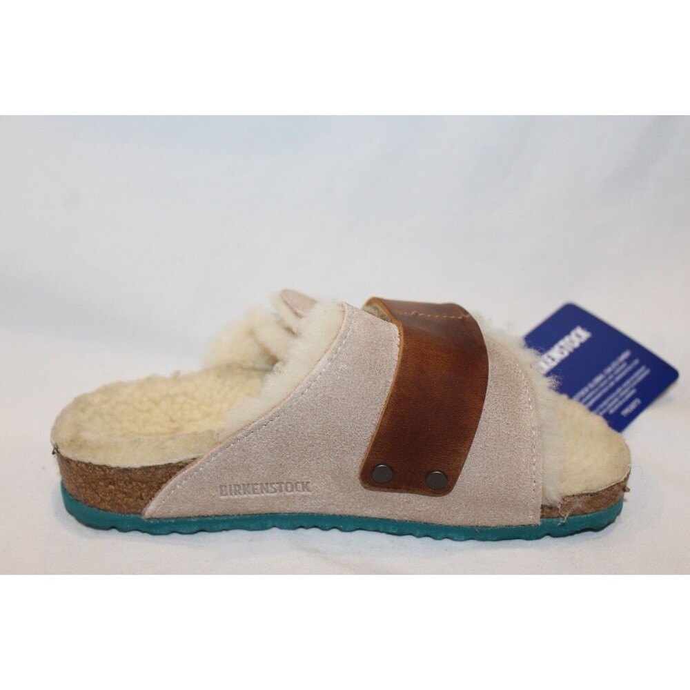 Birkenstock Kyoto‎ Teddy Kids Suede Sandals Shearling Lined BEIGE - Picture 4 of 6
